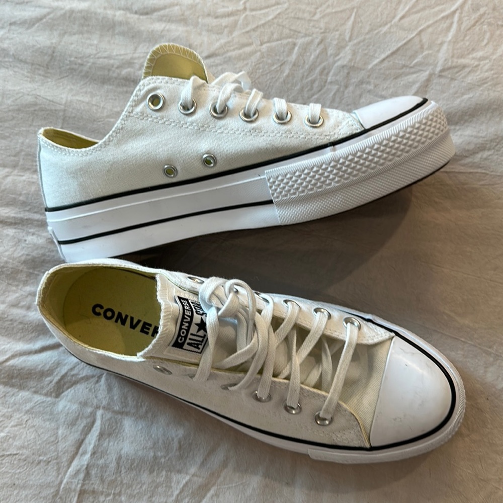 Converse All-Star Platform Sneakers - White, size 8